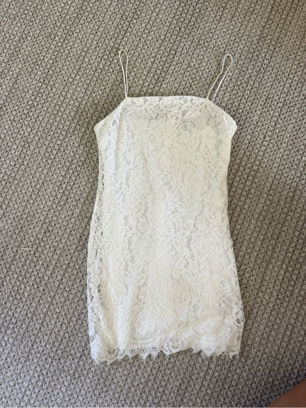 Trixxi White Lace Camisole Slip Dress with Spaghetti Straps